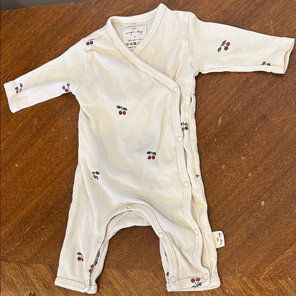 Konges Slojd Cotton Cherry Print Baby Onesie